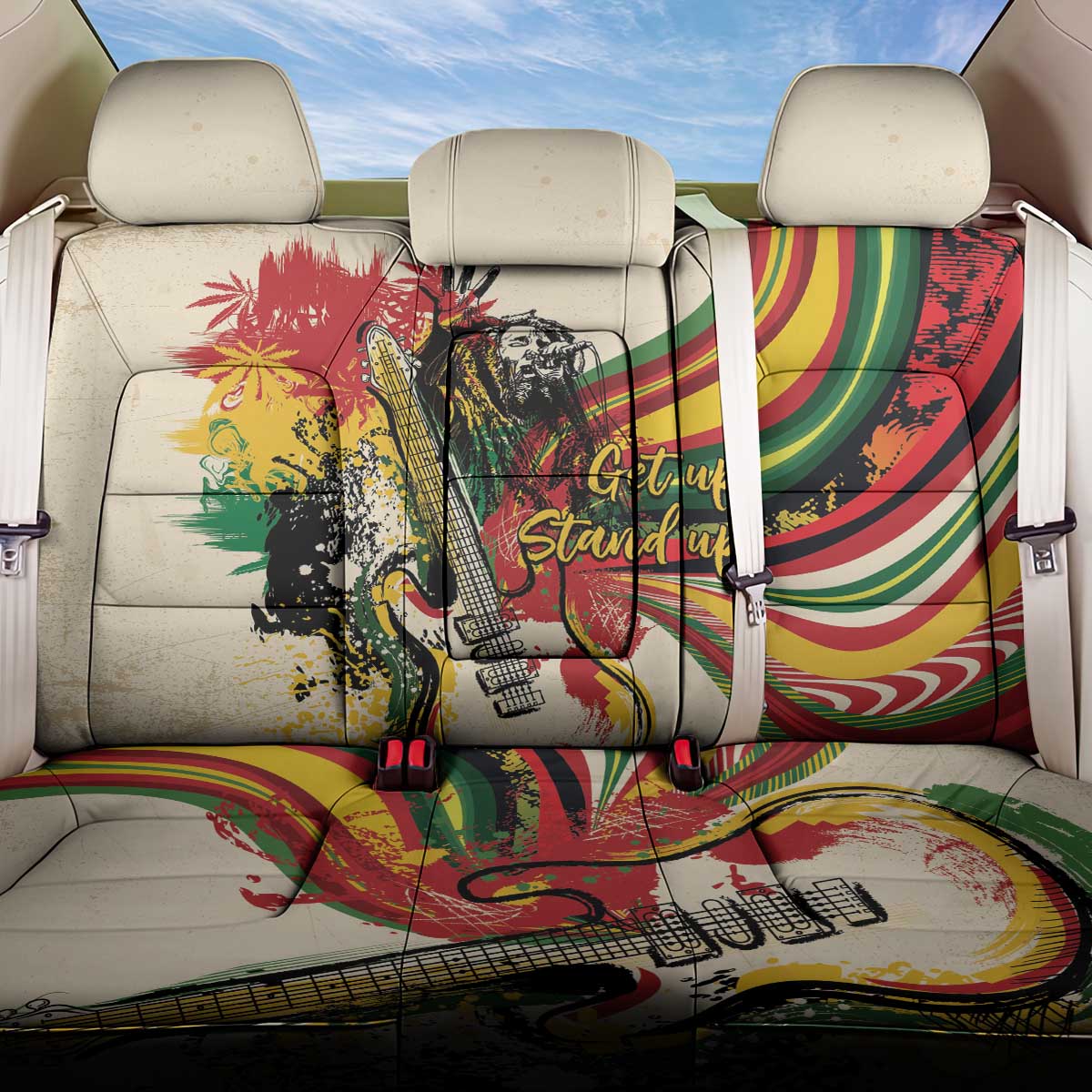 Reggae Soul B.Marley Grungy Back Car Seat Cover Get Up Stand Up - Wonder Print Shop