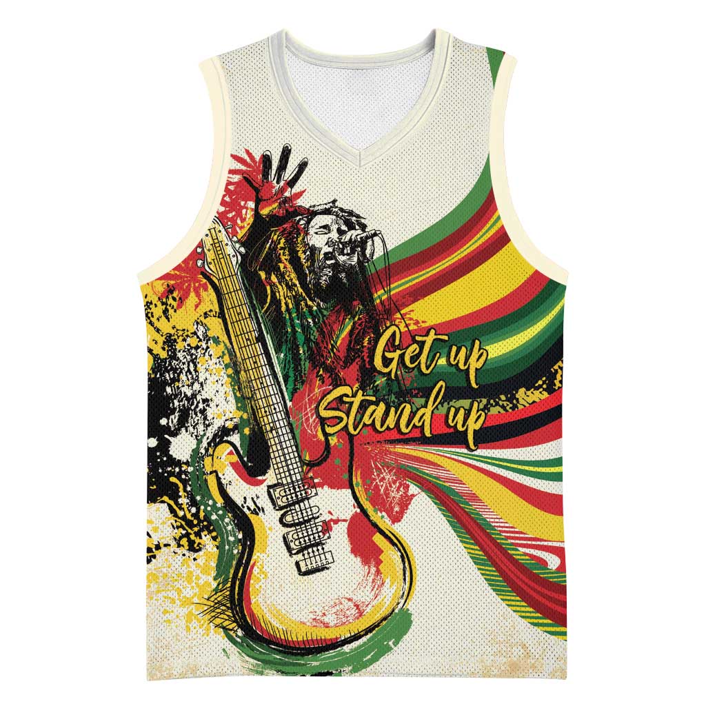 Reggae Soul B.Marley Grungy Basketball Jersey Get Up Stand Up - Wonder Print Shop