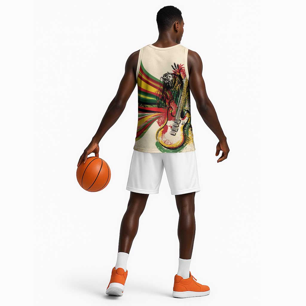 Reggae Soul B.Marley Grungy Basketball Jersey Get Up Stand Up - Wonder Print Shop