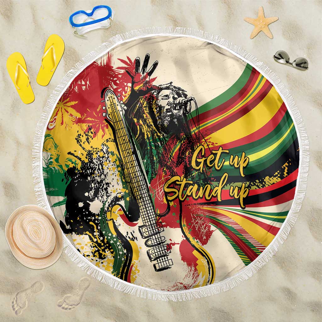 Reggae Soul B.Marley Grungy Beach Blanket Get Up Stand Up - Wonder Print Shop