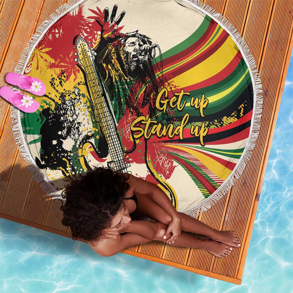 Reggae Soul B.Marley Grungy Beach Blanket Get Up Stand Up - Wonder Print Shop