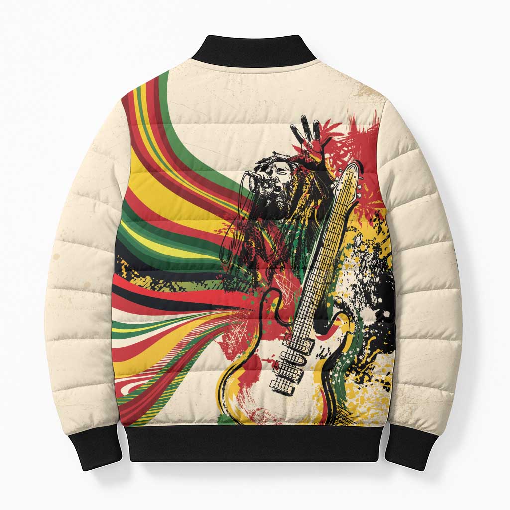 Reggae Soul B.Marley Grungy Bomber Puffer Jacket Get Up Stand Up - Wonder Print Shop