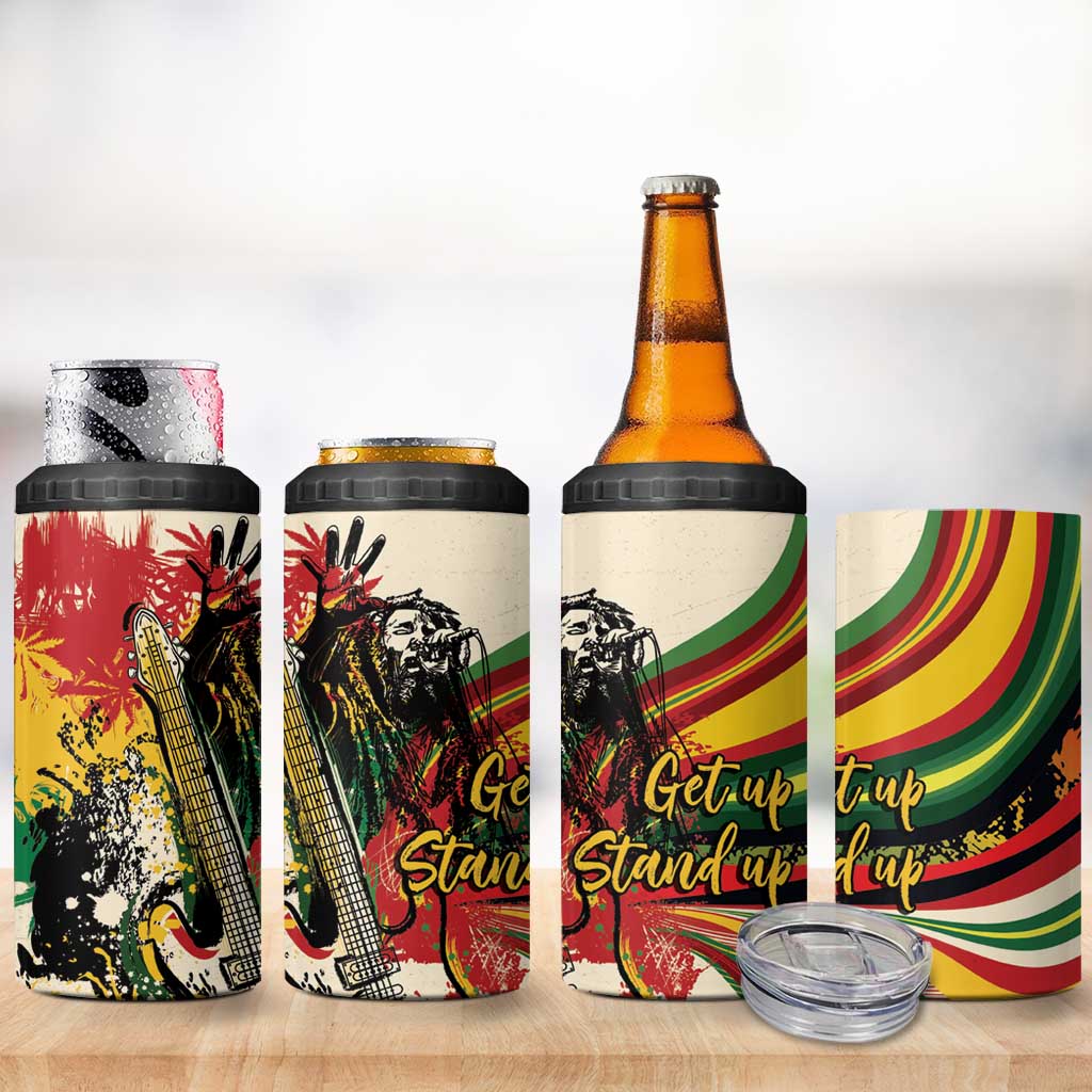Reggae Soul B.Marley Grungy 4 in 1 Can Cooler Tumbler Get Up Stand Up - Wonder Print Shop