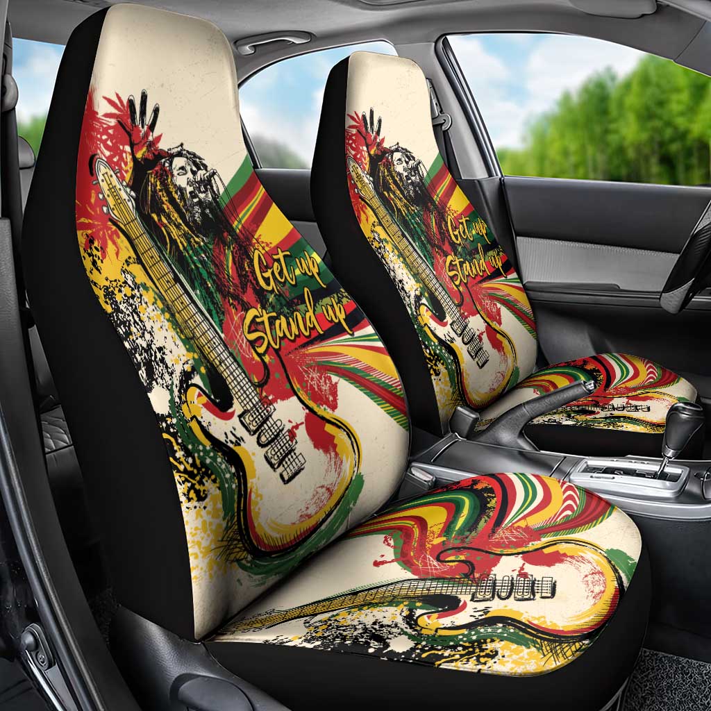Reggae Soul B.Marley Grungy Car Seat Cover Get Up Stand Up - Wonder Print Shop