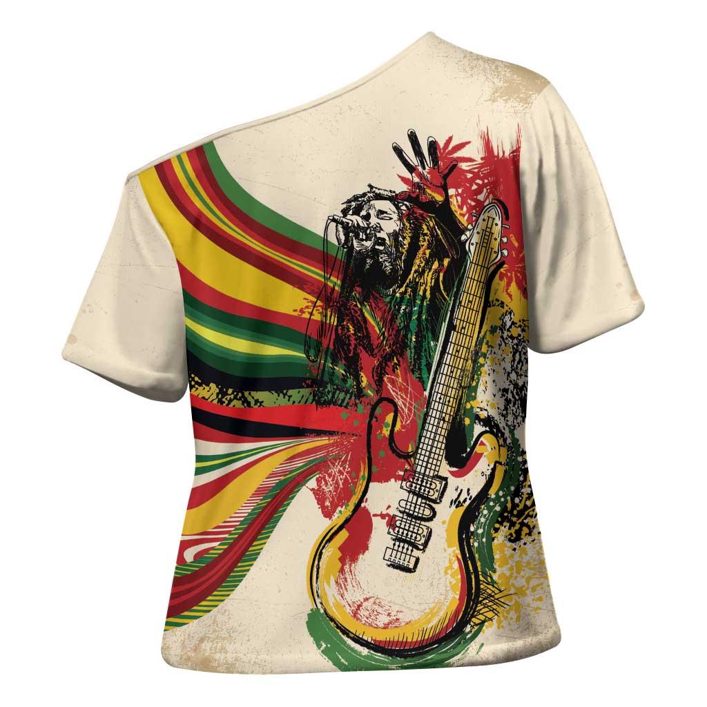 Reggae Soul B.Marley Grungy Cross Shoulder Shirt Get Up Stand Up - Wonder Print Shop