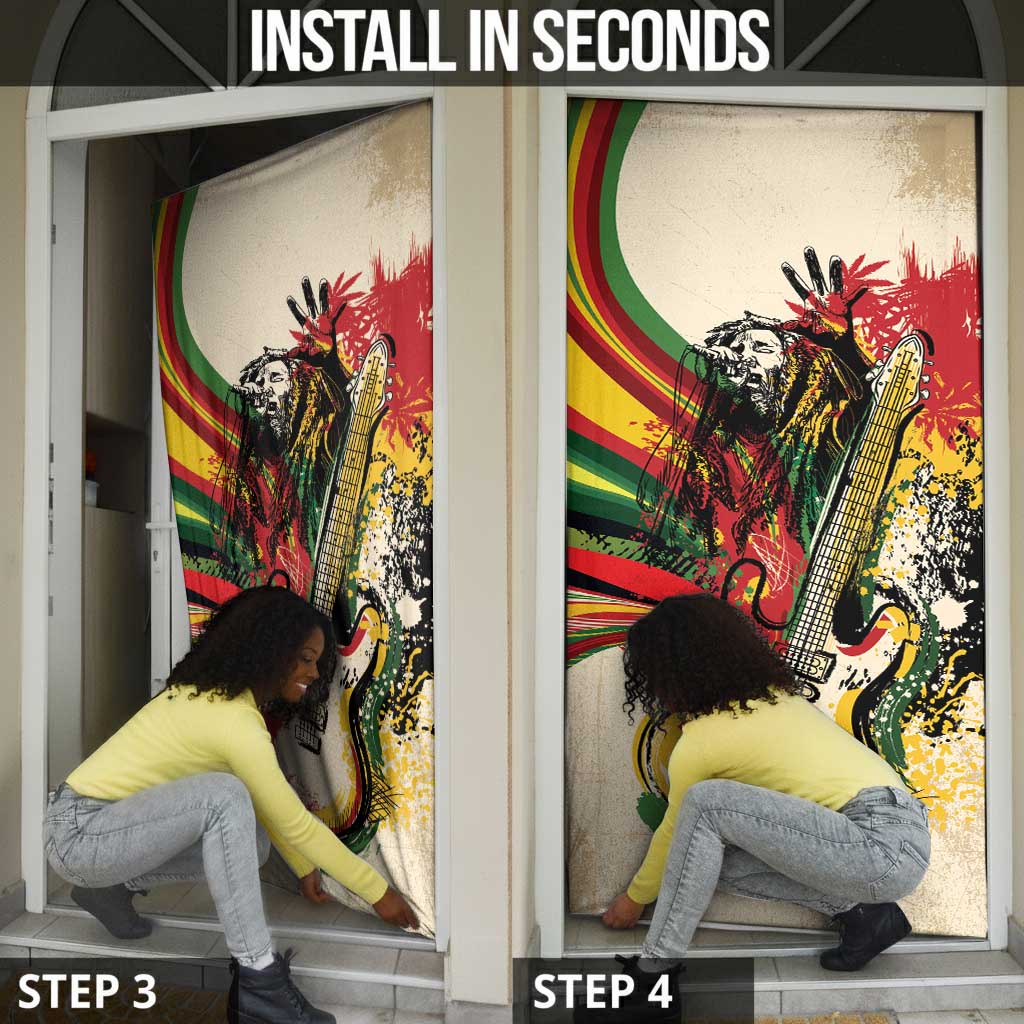 Reggae Soul B.Marley Grungy Door Cover Get Up Stand Up - Wonder Print Shop