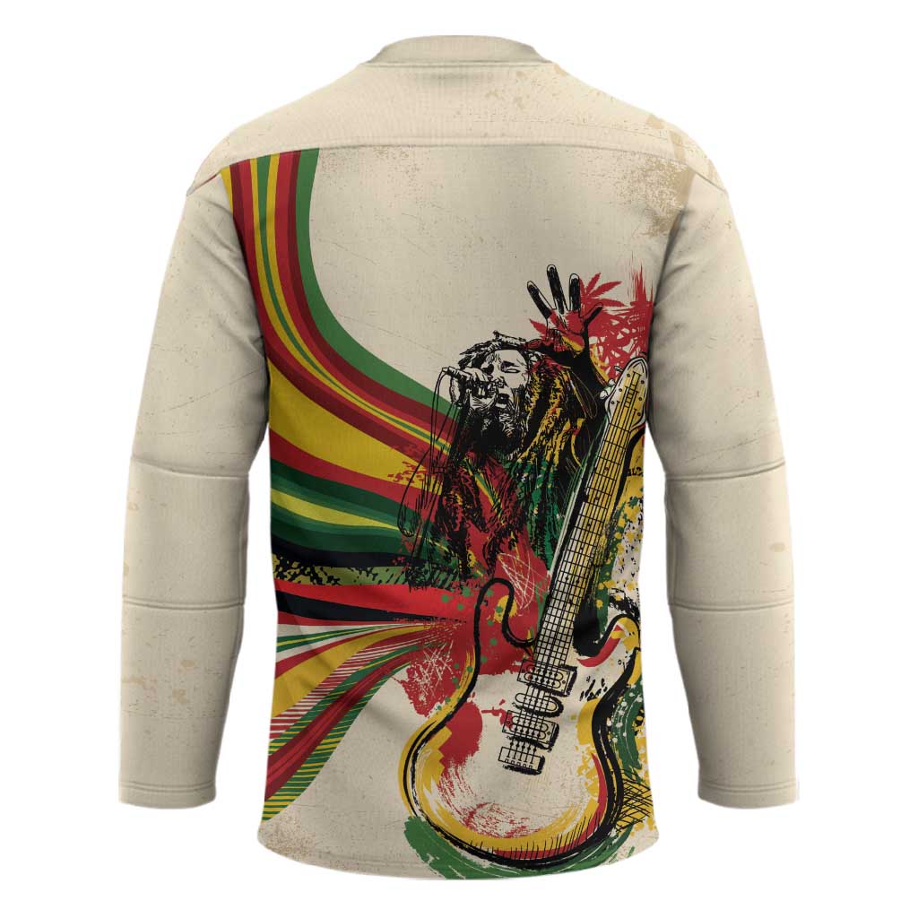 Reggae Soul B.Marley Grungy Hockey Jersey Get Up Stand Up - Wonder Print Shop