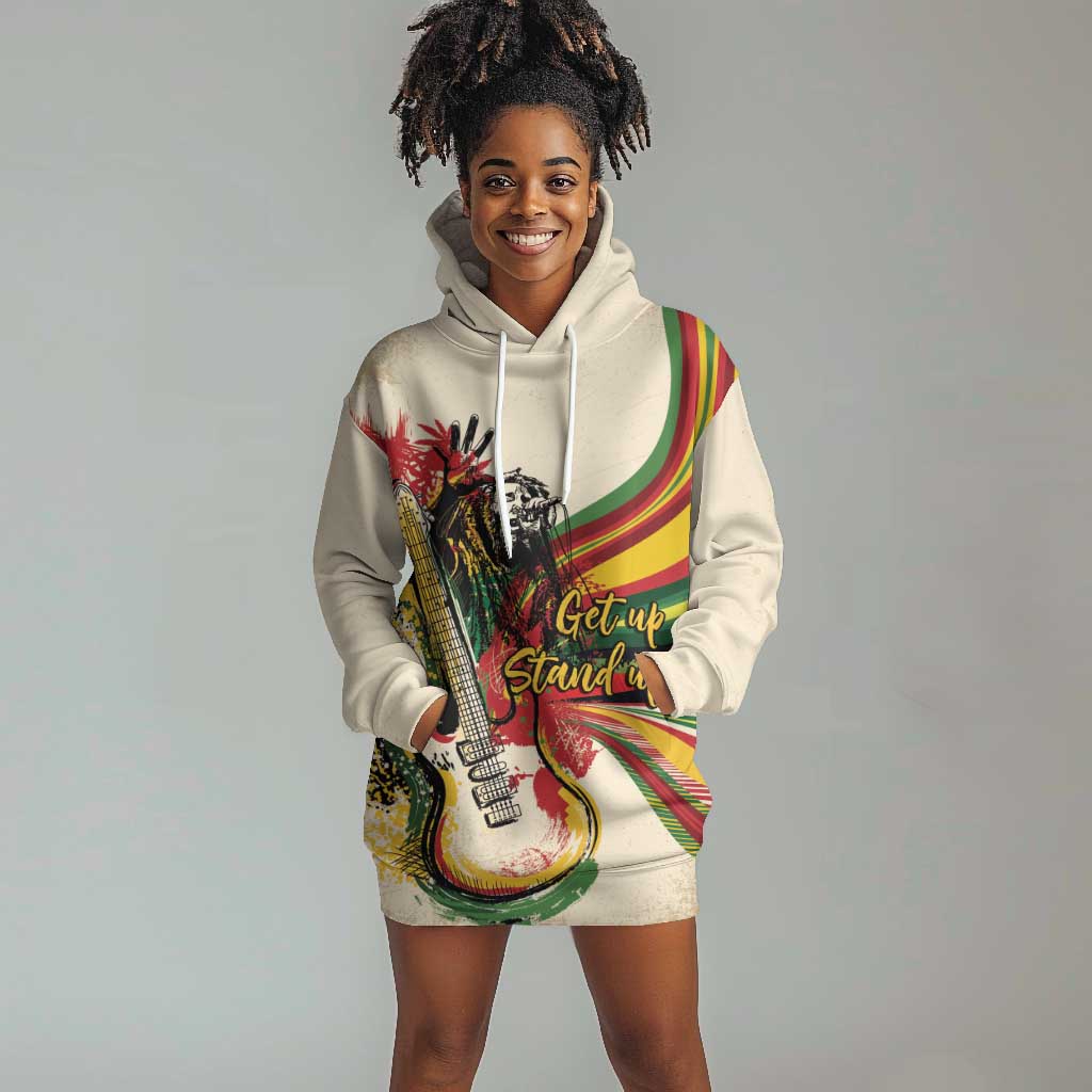 Reggae Soul B.Marley Grungy Hoodie Dress Get Up Stand Up - Wonder Print Shop