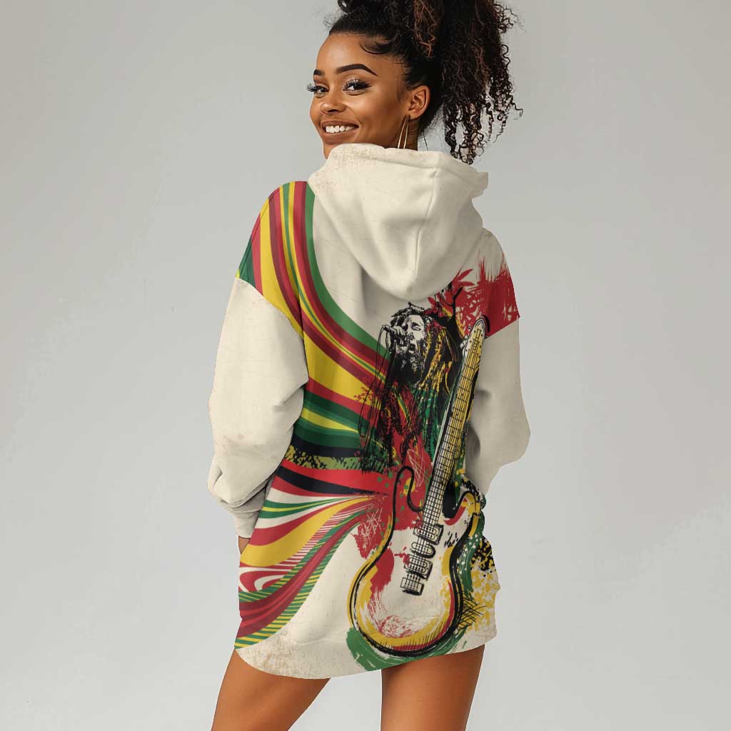 Reggae Soul B.Marley Grungy Hoodie Dress Get Up Stand Up - Wonder Print Shop