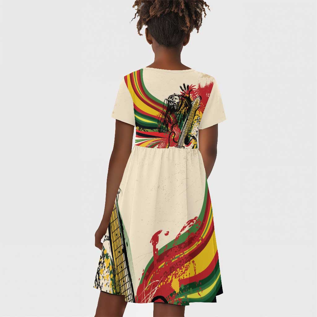 Reggae Soul B.Marley Grungy Kid Short Sleeve Dress Get Up Stand Up - Wonder Print Shop