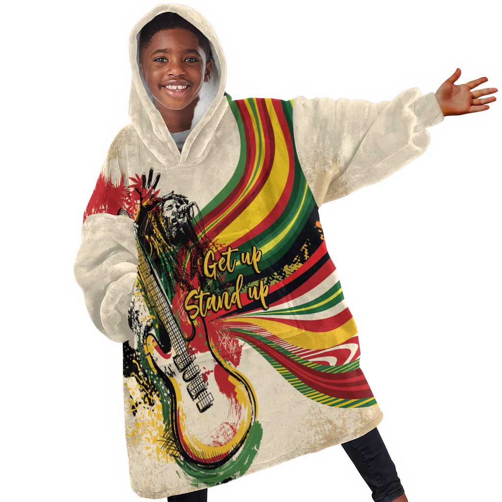Reggae Soul B.Marley Grungy Kid Wearable Blanket Hoodie Get Up Stand Up - Wonder Print Shop
