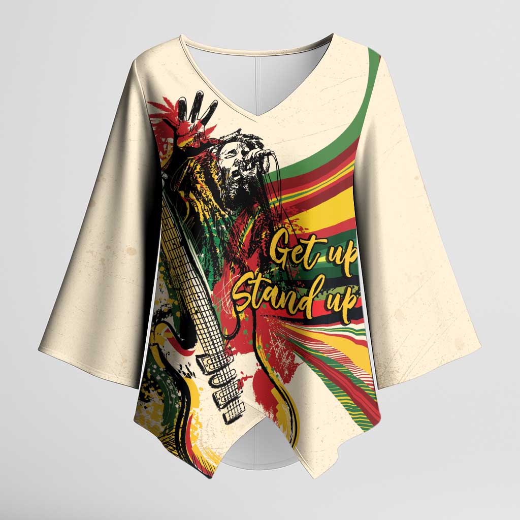 Reggae Soul B.Marley Grungy Kimono Sleeve Blouse Get Up Stand Up - Wonder Print Shop