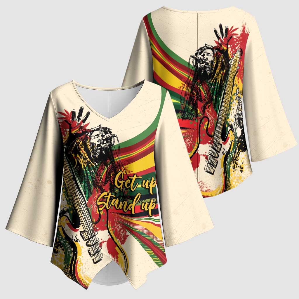 Reggae Soul B.Marley Grungy Kimono Sleeve Blouse Get Up Stand Up - Wonder Print Shop
