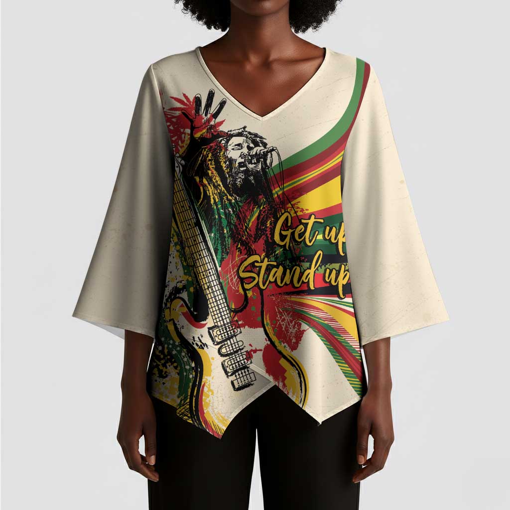 Reggae Soul B.Marley Grungy Kimono Sleeve Blouse Get Up Stand Up - Wonder Print Shop