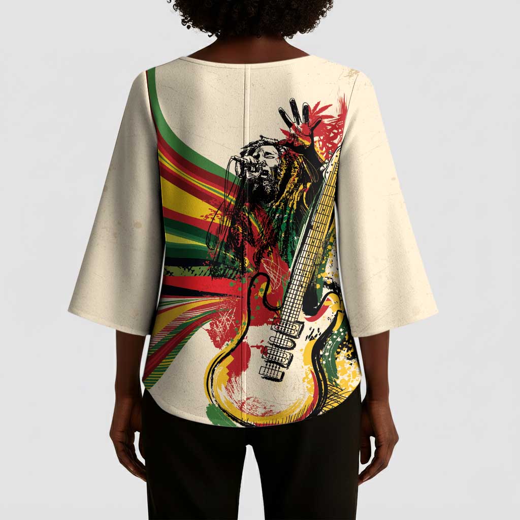 Reggae Soul B.Marley Grungy Kimono Sleeve Blouse Get Up Stand Up - Wonder Print Shop