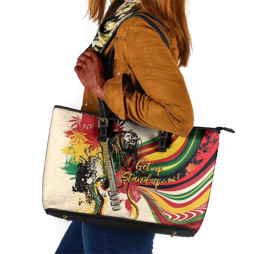 Reggae Soul B.Marley Grungy Leather Tote Bag Get Up Stand Up - Wonder Print Shop