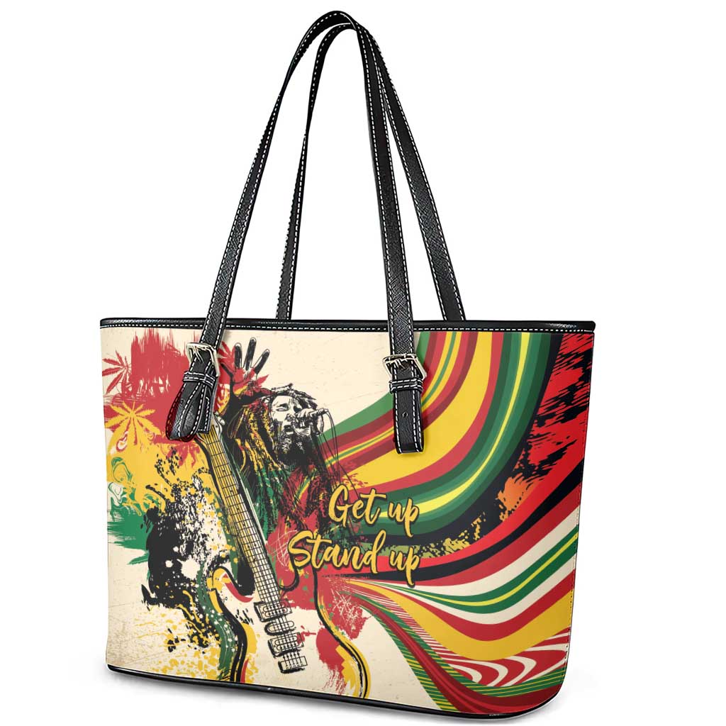 Reggae Soul B.Marley Grungy Leather Tote Bag Get Up Stand Up - Wonder Print Shop