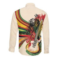 Reggae Soul B.Marley Grungy Long Sleeve Button Shirt Get Up Stand Up - Wonder Print Shop