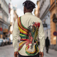 Reggae Soul B.Marley Grungy Long Sleeve Button Shirt Get Up Stand Up - Wonder Print Shop