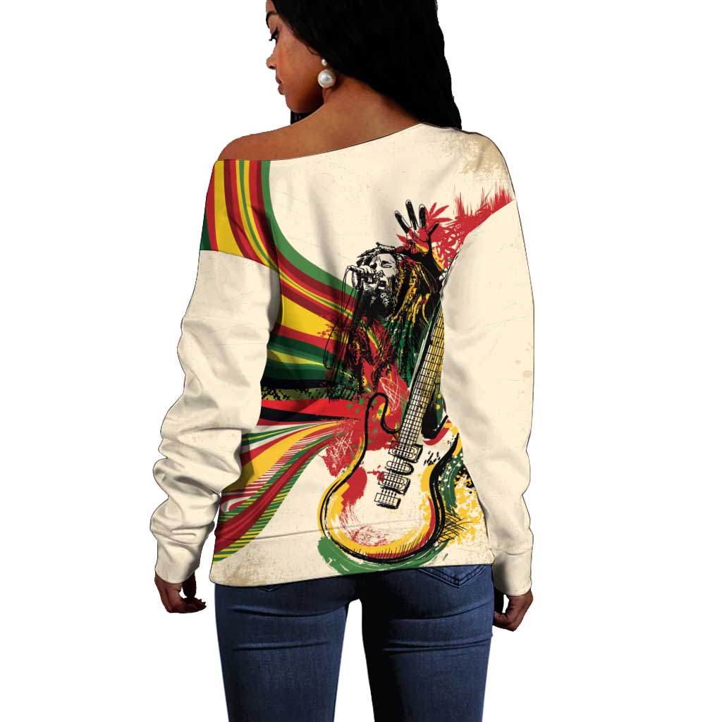 Reggae Soul B.Marley Grungy Off Shoulder Sweater Get Up Stand Up - Wonder Print Shop