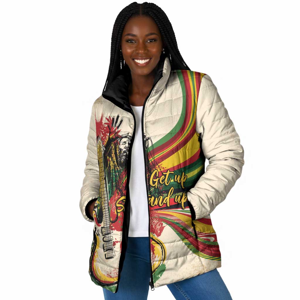 Reggae Soul B.Marley Grungy Padded Jacket Get Up Stand Up - Wonder Print Shop