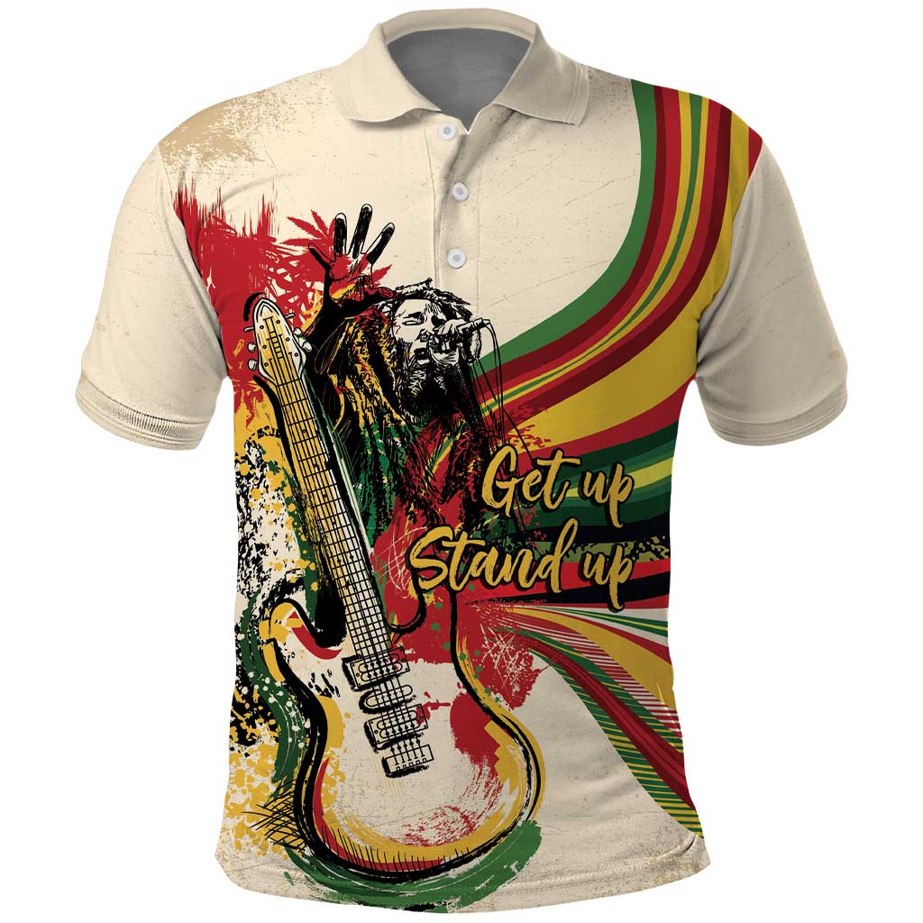 Reggae Soul B.Marley Grungy Polo Shirt Get Up Stand Up - Wonder Print Shop