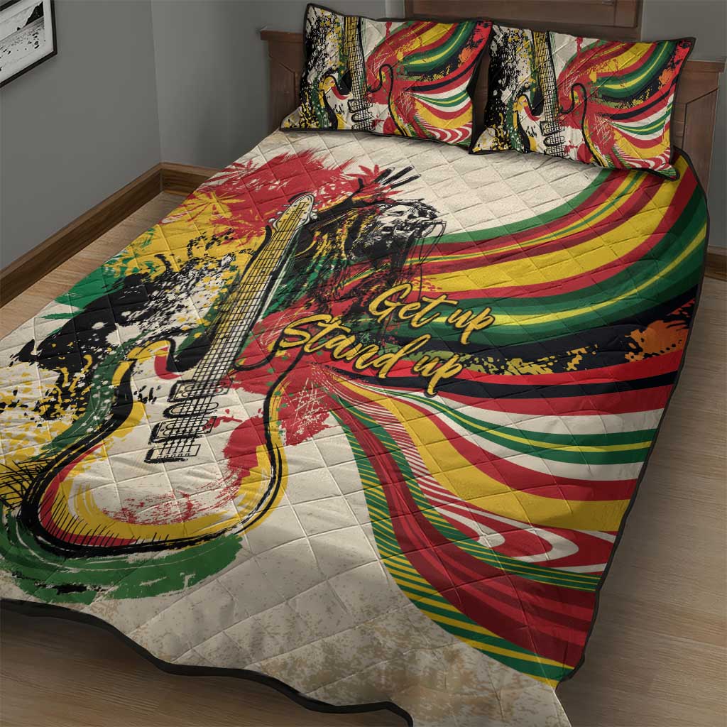 Reggae Soul B.Marley Grungy Quilt Bed Set Get Up Stand Up - Wonder Print Shop