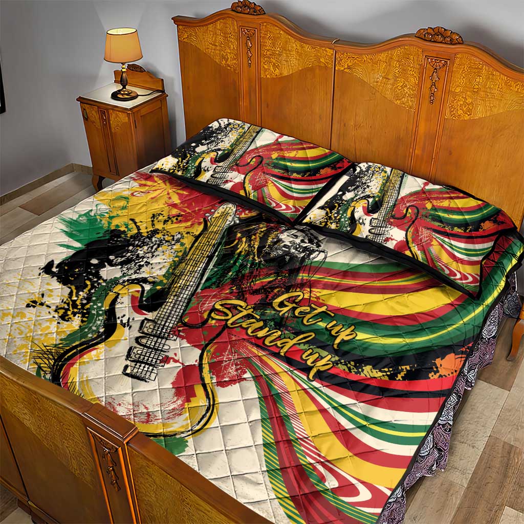 Reggae Soul B.Marley Grungy Quilt Bed Set Get Up Stand Up - Wonder Print Shop