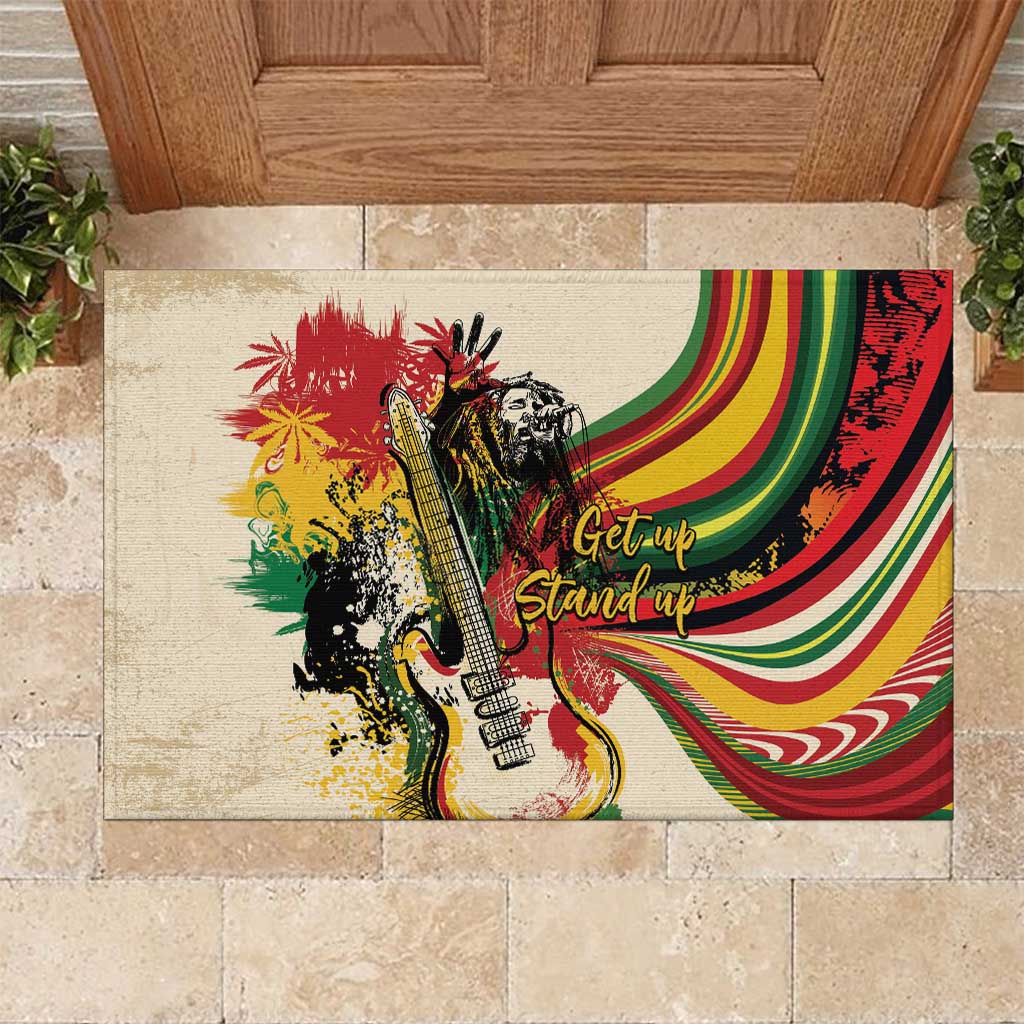 Reggae Soul B.Marley Grungy Rubber Doormat Get Up Stand Up - Wonder Print Shop