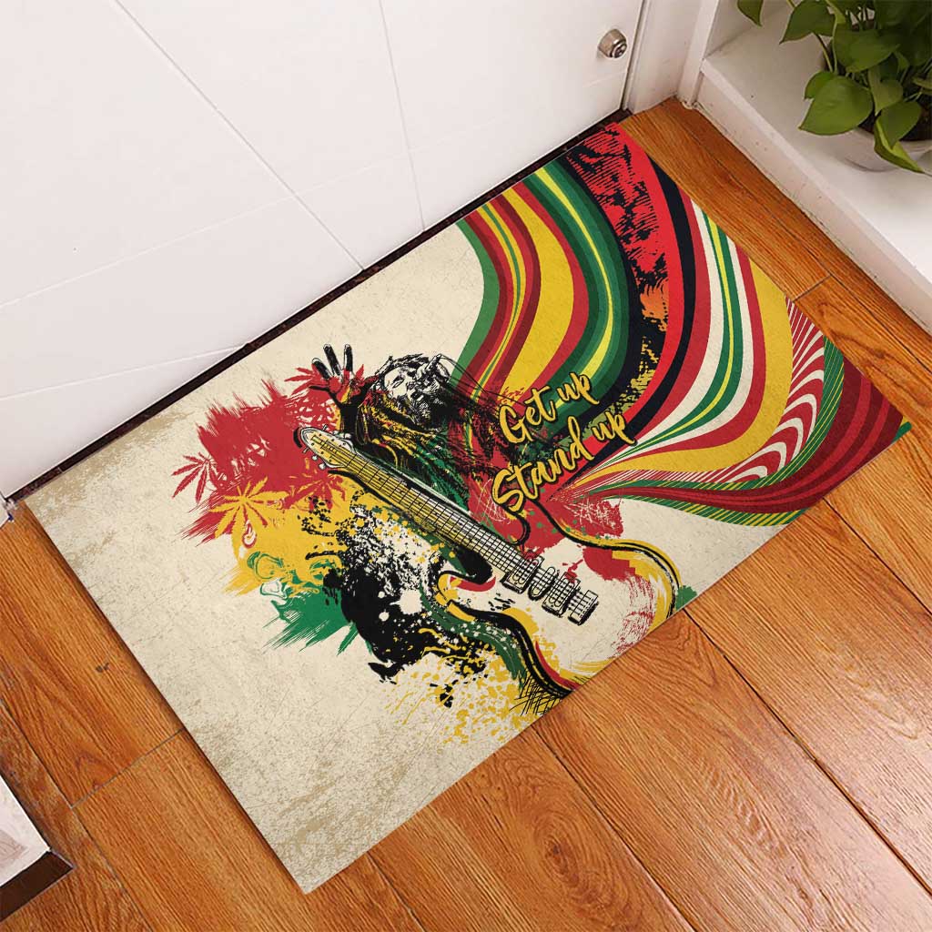 Reggae Soul B.Marley Grungy Rubber Doormat Get Up Stand Up - Wonder Print Shop