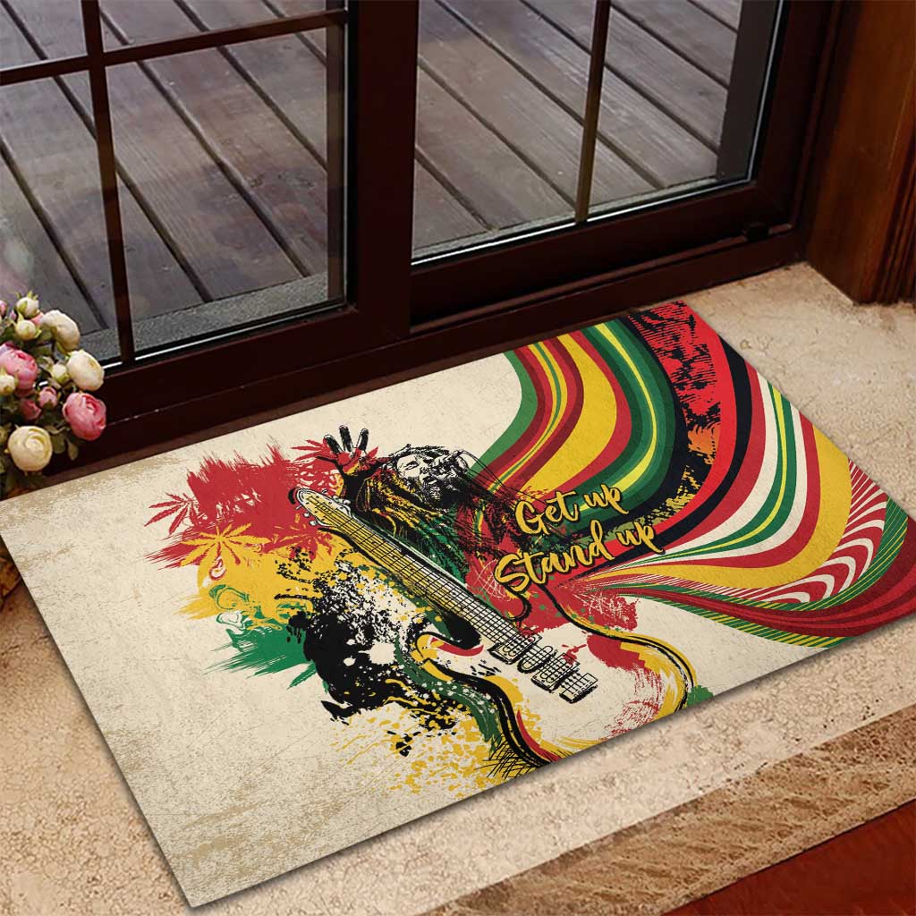 Reggae Soul B.Marley Grungy Rubber Doormat Get Up Stand Up - Wonder Print Shop