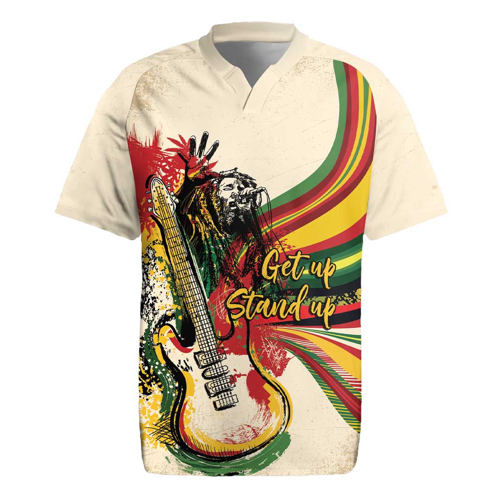 Reggae Soul B.Marley Grungy Rugby Jersey Get Up Stand Up - Wonder Print Shop