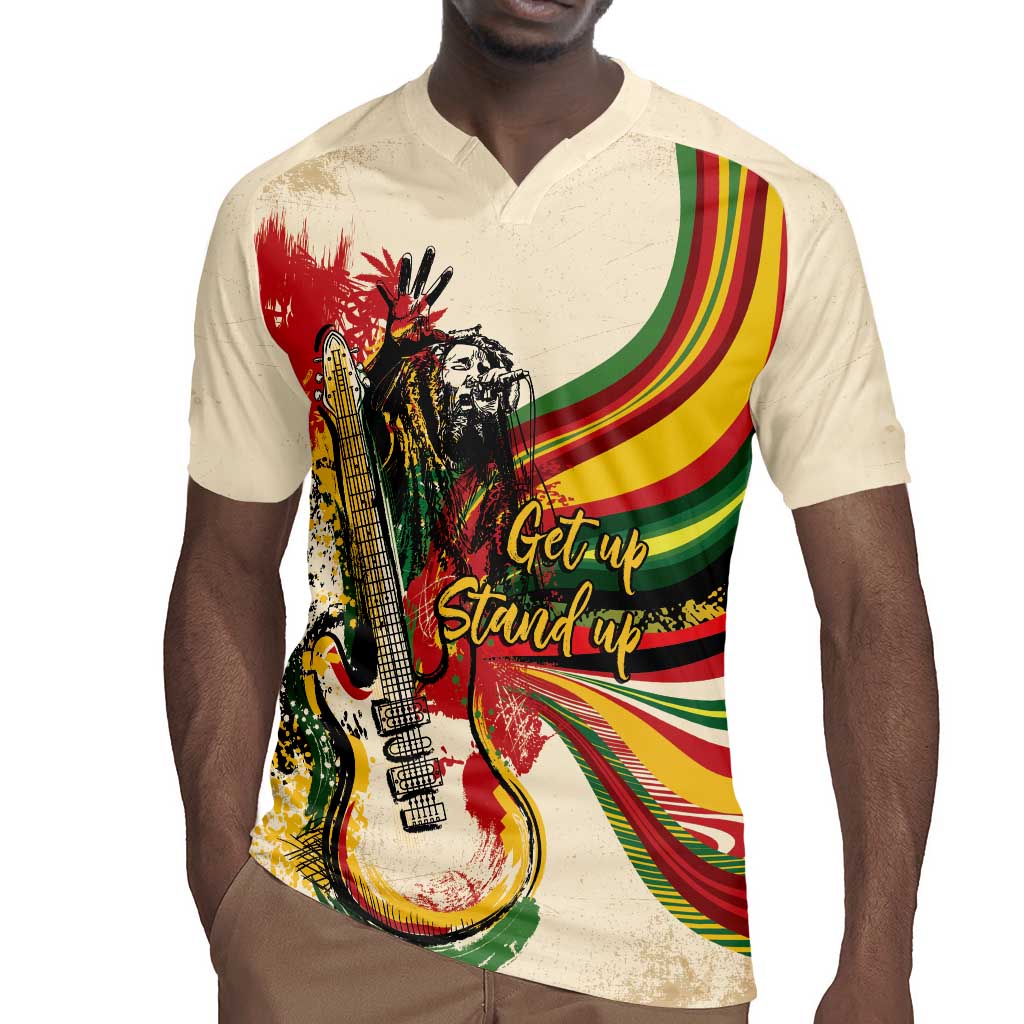 Reggae Soul B.Marley Grungy Rugby Jersey Get Up Stand Up - Wonder Print Shop