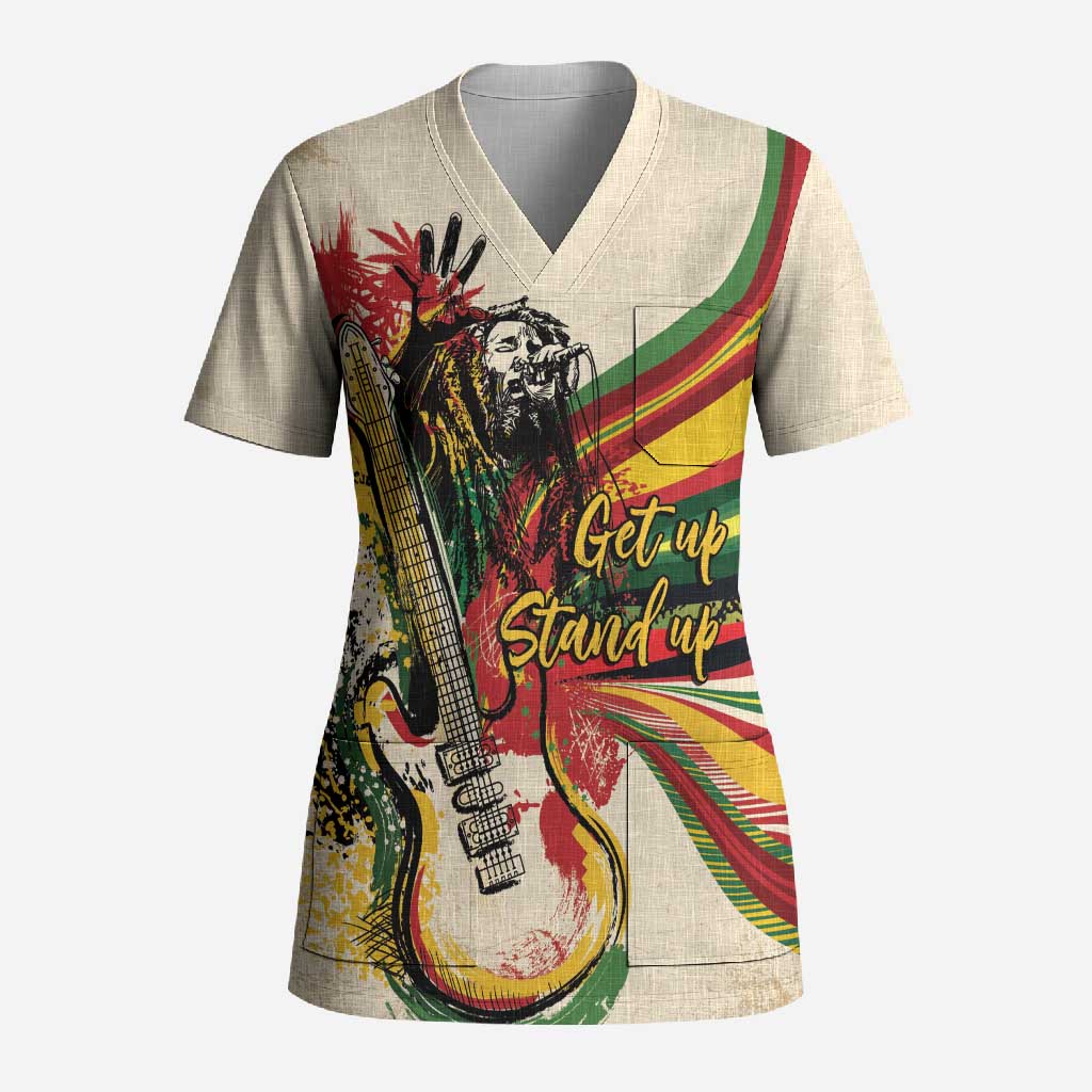 Reggae Soul B.Marley Grungy Scrub Top Get Up Stand Up - Wonder Print Shop