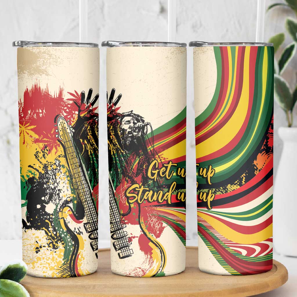 Reggae Soul B.Marley Grungy Skinny Tumbler Get Up Stand Up - Wonder Print Shop