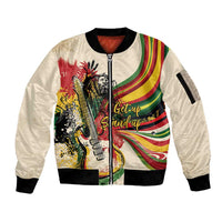 Reggae Soul B.Marley Grungy Sleeve Zip Bomber Jacket Get Up Stand Up - Wonder Print Shop