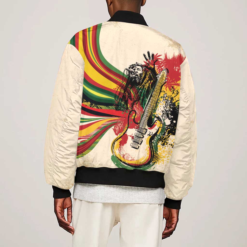 Reggae Soul B.Marley Grungy Sleeve Zip Bomber Jacket Get Up Stand Up - Wonder Print Shop