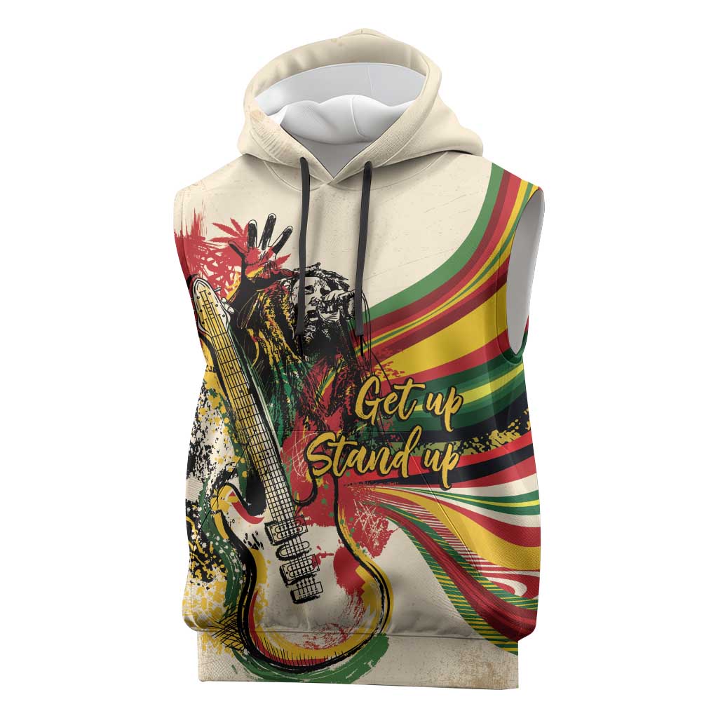 Reggae Soul B.Marley Grungy Sleeveless Hoodie Get Up Stand Up - Wonder Print Shop