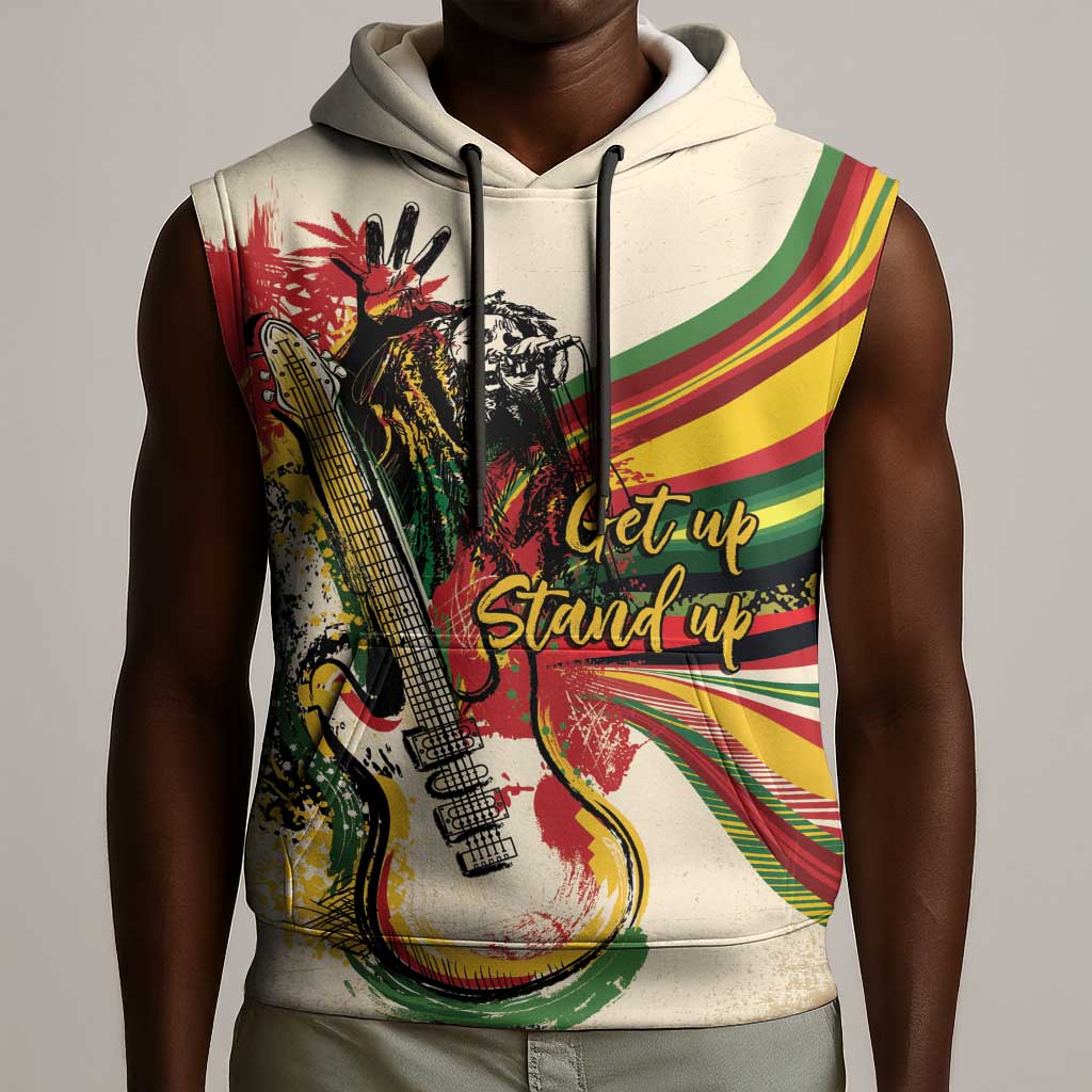 Reggae Soul B.Marley Grungy Sleeveless Hoodie Get Up Stand Up - Wonder Print Shop