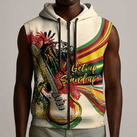Reggae Soul B.Marley Grungy Sleeveless Zip Hoodie Get Up Stand Up - Wonder Print Shop