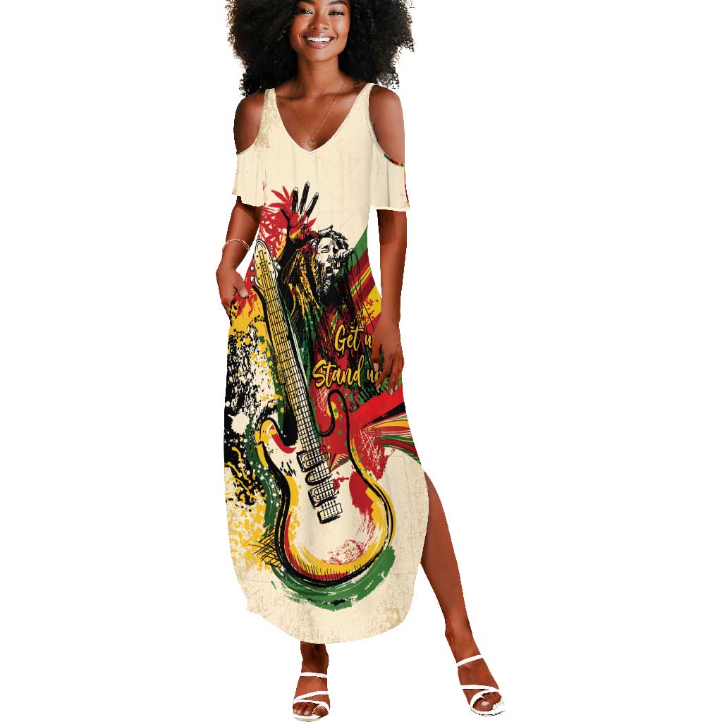 Reggae Soul B.Marley Grungy Summer Maxi Dress Get Up Stand Up - Wonder Print Shop
