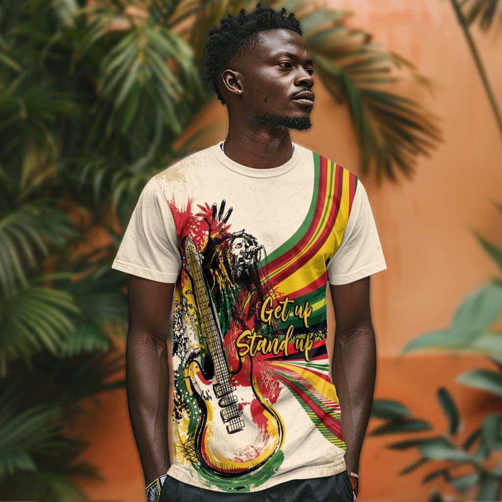 Reggae Soul B.Marley Grungy T shirt Get Up Stand Up - Wonder Print Shop