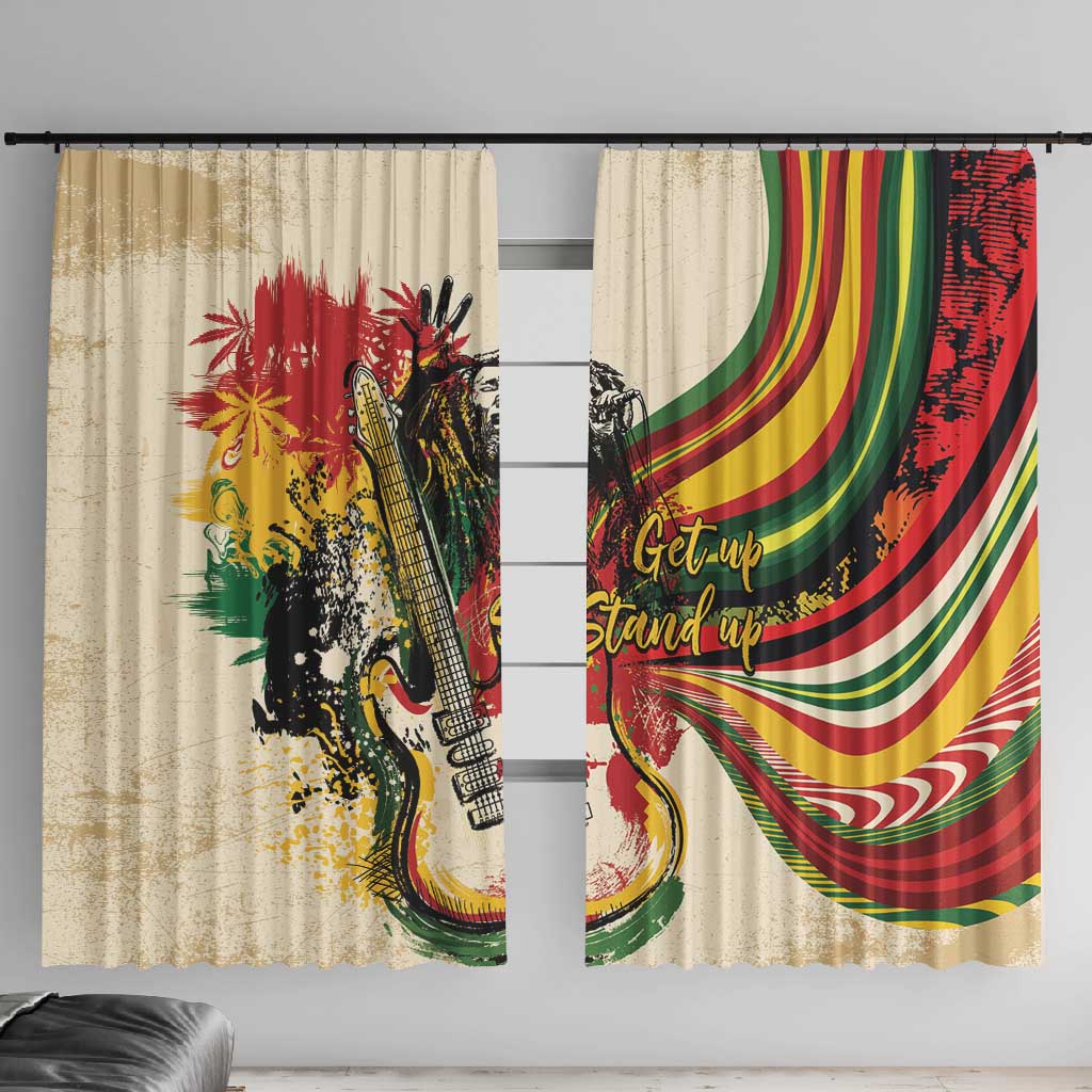 Reggae Soul B.Marley Grungy Window Curtain Get Up Stand Up - Wonder Print Shop