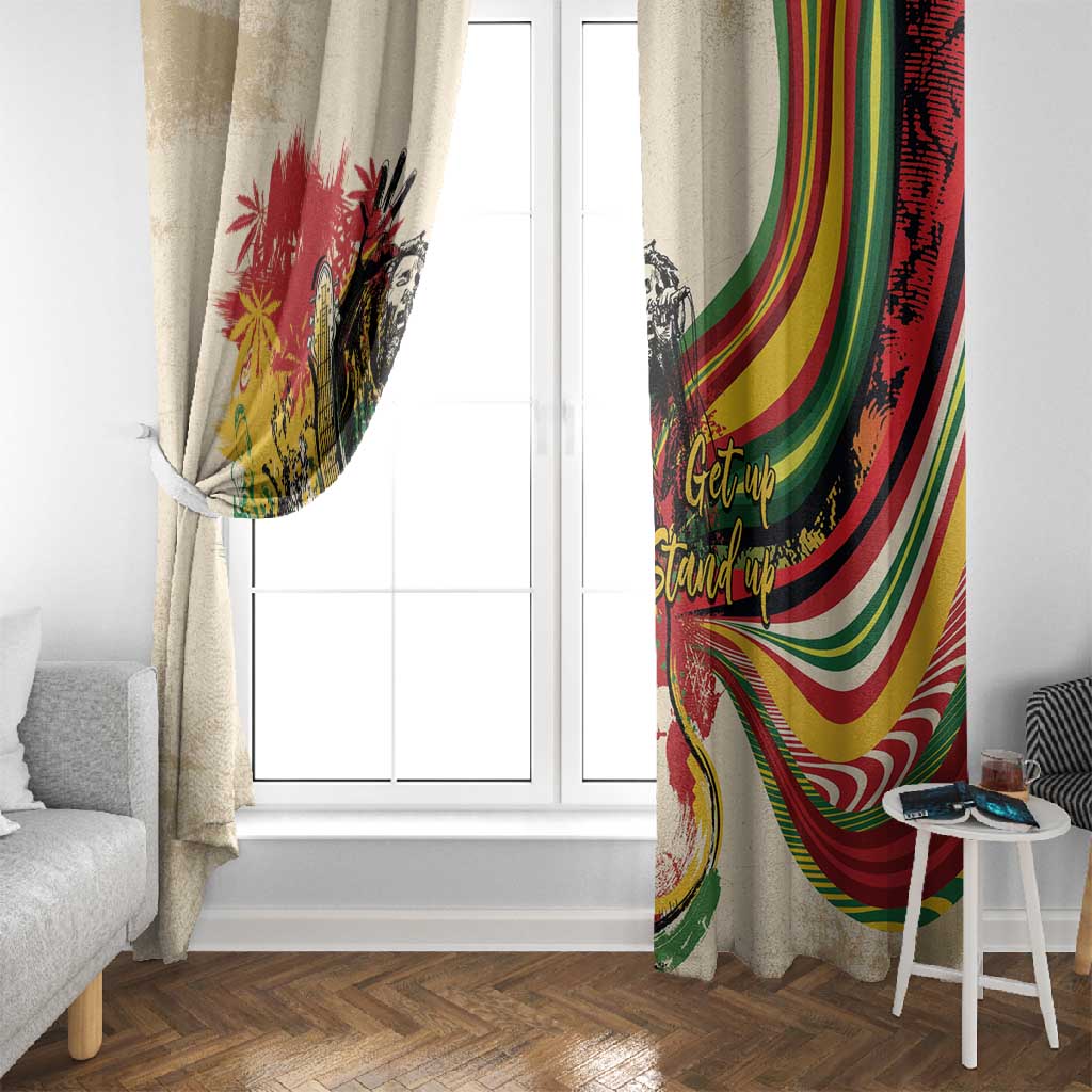 Reggae Soul B.Marley Grungy Window Curtain Get Up Stand Up - Wonder Print Shop