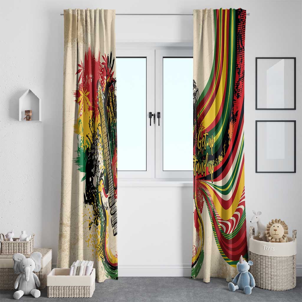 Reggae Soul B.Marley Grungy Window Curtain Get Up Stand Up - Wonder Print Shop
