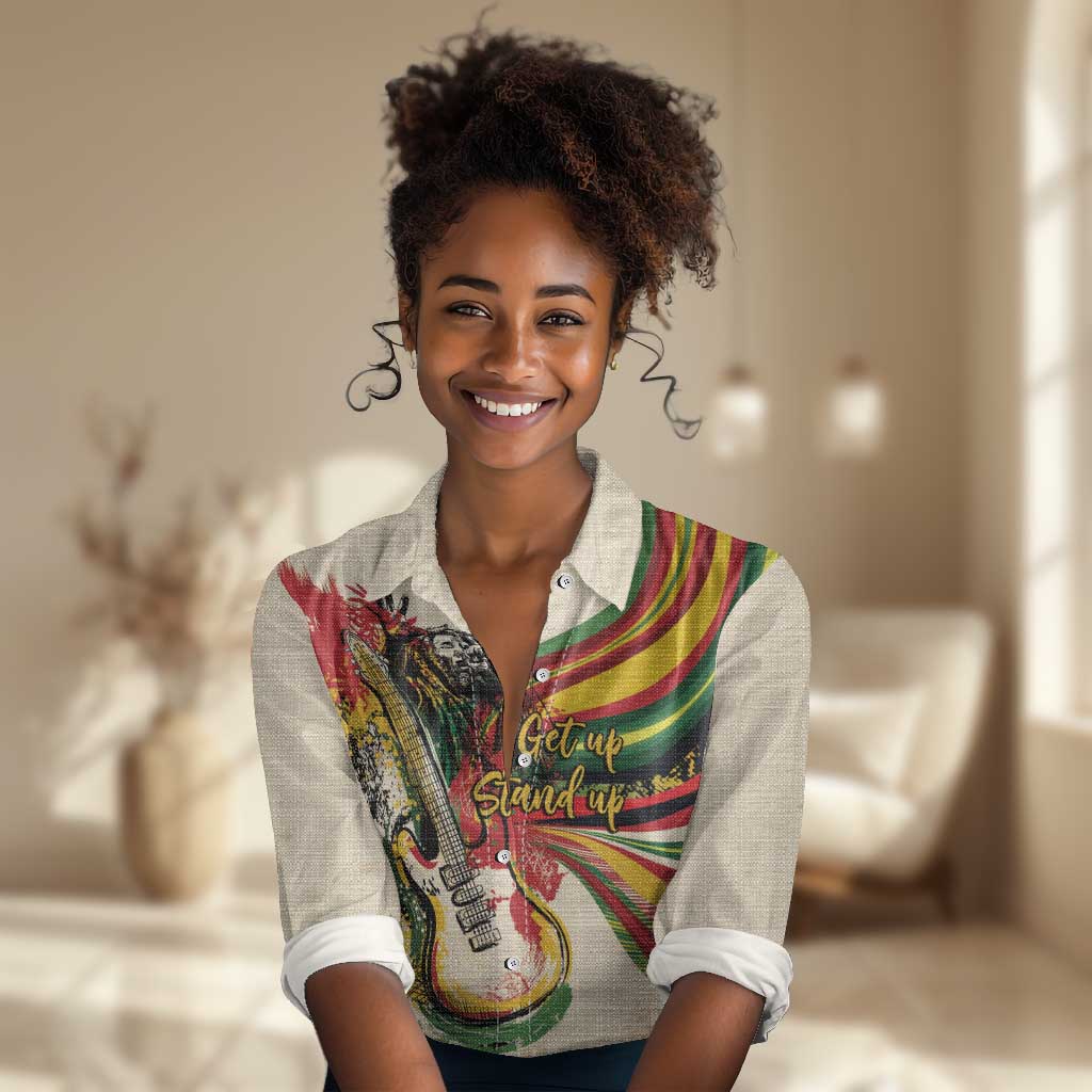 Reggae Soul B.Marley Grungy Women Casual Shirt Get Up Stand Up - Wonder Print Shop