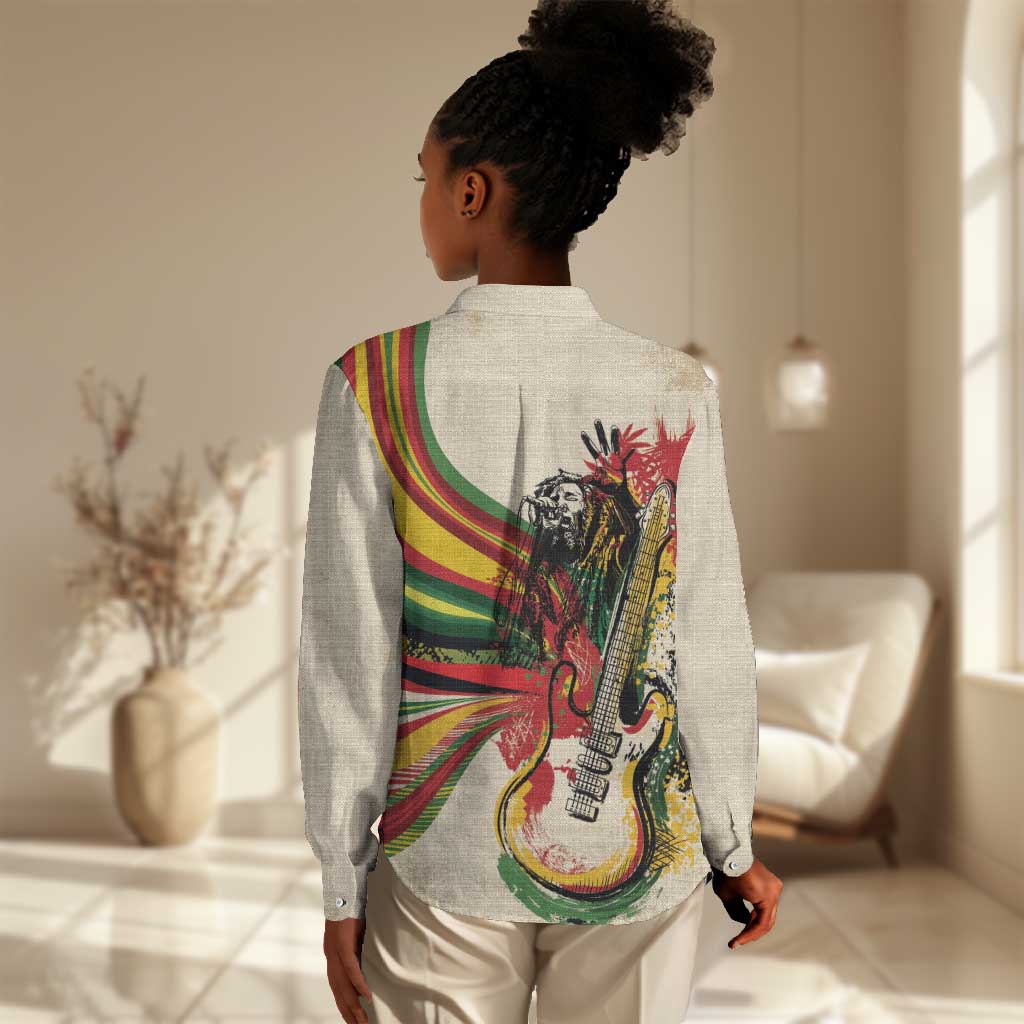 Reggae Soul B.Marley Grungy Women Casual Shirt Get Up Stand Up - Wonder Print Shop