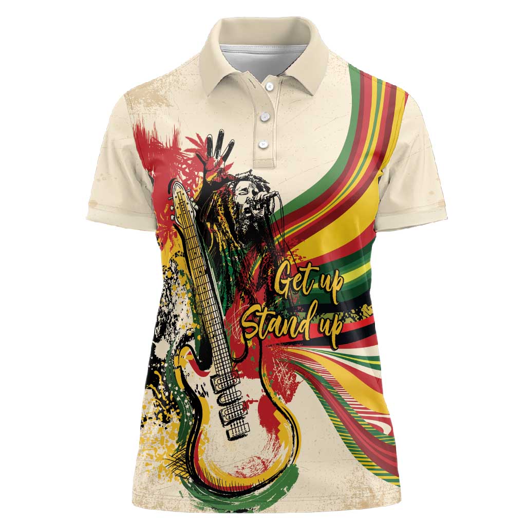 Reggae Soul B.Marley Grungy Women Polo Shirt Get Up Stand Up - Wonder Print Shop