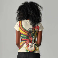 Reggae Soul B.Marley Grungy Women V-Neck T-Shirt Get Up Stand Up - Wonder Print Shop