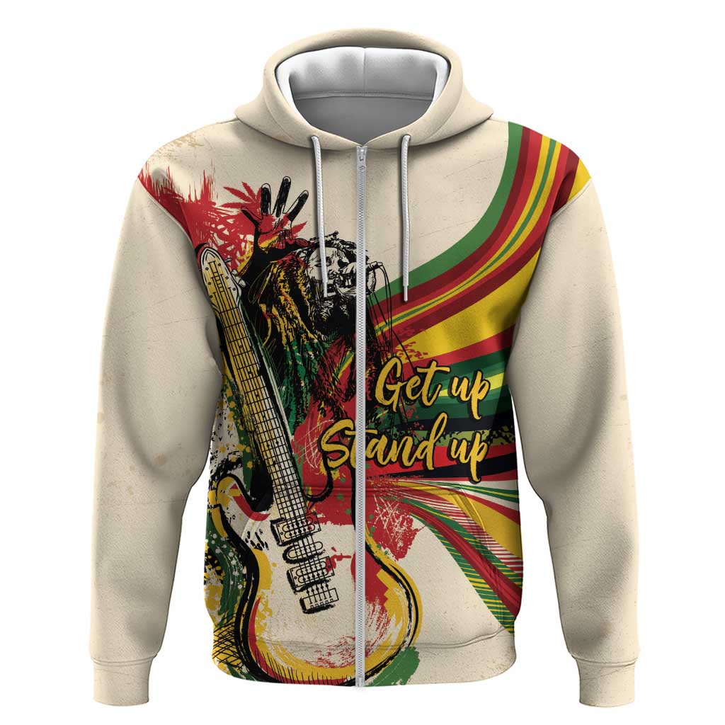 Reggae Soul B.Marley Grungy Zip Hoodie Get Up Stand Up - Wonder Print Shop